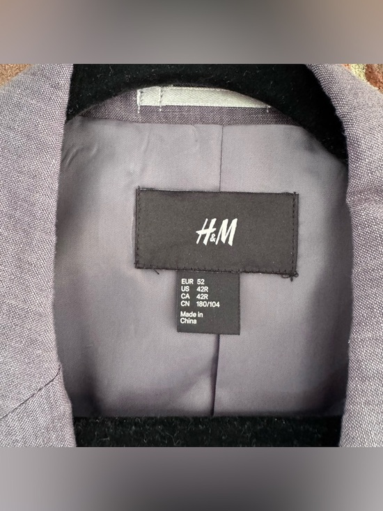 H&M 100% Linen Blazer Mens 42R Gray Summer Lightweight Jacket - Picture 4 of 10